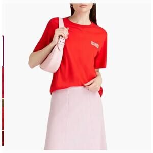 Ganni Software Red Logo Crew Neck Tee Size Small